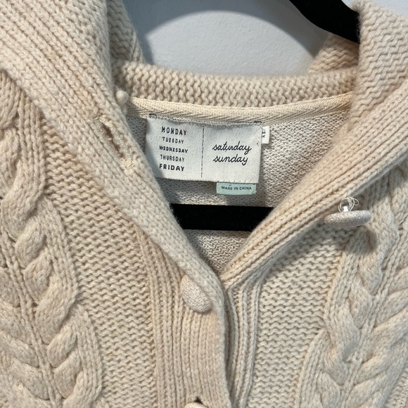 Anthropologie Saturday Sunday Cream Colored Cable Knit Cardigan - Picture 5 of 11